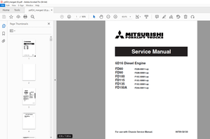 Mitsubishi Forklift Truck FD80 FD90FD100 FD115 FD135 FD150A 6D16 Diesel Engine Service Manual - PDF