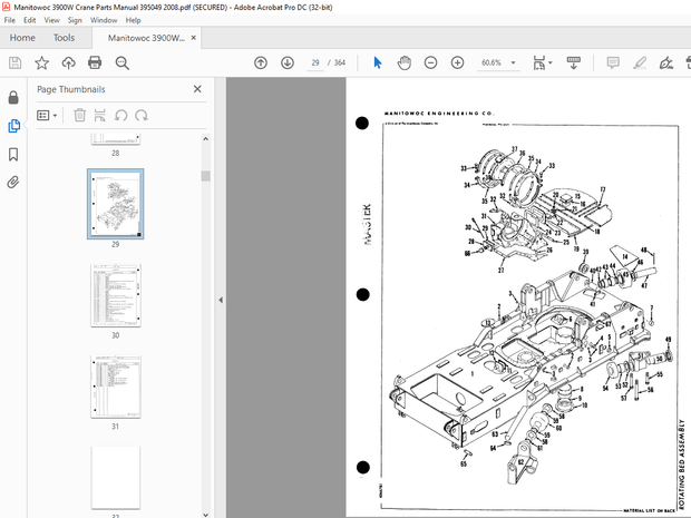 Manitowoc Traditional Crane 3900W Parts Manual SN 395049 - PDF