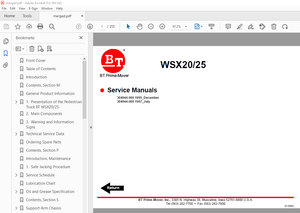 BT Prime-Mover WSX20 WSX25 Electric Walkie Adjustable Straddle Stracker Service Manual - PDF DOWNLOA