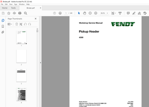 FENDT 4300 TRACTOR Pickup Header Workshop Service Manual