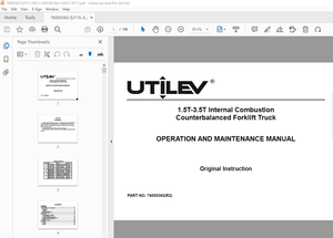 UTILEV 1.5T-3.5T Internal Combustion Counterbalanced Forklift Truck Operation Manual PDF