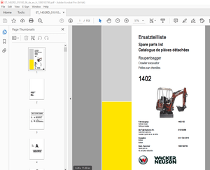 Wacker Neuson 1402 Crawler Excavator Parts Manual 1000183749 - PDF DOWNLOAD 