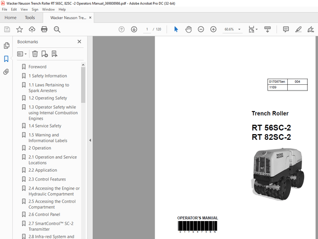 Wacker Neuson Trench Roller RT 56SC  82SC -2 Operators Manual_369808986 – PDF DOWNLOAD