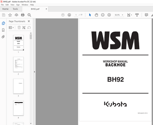 2013 Kubota Backhoe BH92 Workshop Manual – PDF DOWNLOAD