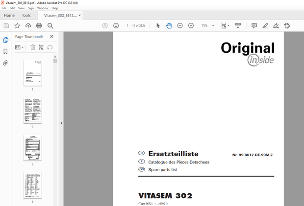 Pottinger Tractor VITASEM 302 Spare Parts Manual – PDF DOWNLOAD