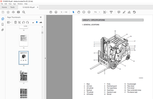 Hyundai Forklift 15D-9S 18D-9S 20D-9S Service Manual – PDF DOWNLOAD