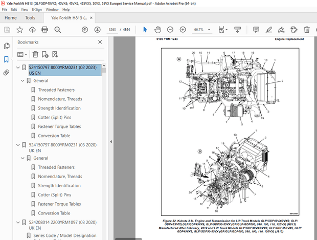 Yale Forklift H813 (GLPGDP40VX5, 40VX6, 45VX6, 45SVX5, 50VX, 55VX Europe) Service Manual PDF