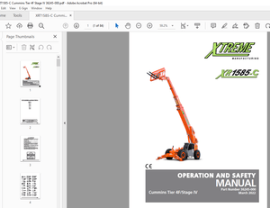XTREME Telehandler XR1585-C Cummins Tier 4F/Stage IV Operation &amp; Safety Manual PDF