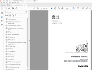 Ammann ARX 23.1 ARX 26.1 Tandem Roller Workshop Manual - PDF