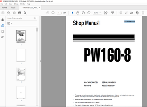 Komatsu PW160-8 Wheeled Excavators Shop Manual VENBM61000 -  PDF DOWNLOAD