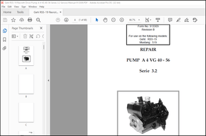 Gehl RS5-19 Rexroth Drive Pump A 4 VG 40-56 Series 3.2 Repair REPAIR INSTRUCTIONS Manual 913309 PDF