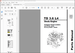 Deutz TD 3.6 L4 Engine Gehl RT250 RT255 Mustang 2500RT 2550RT Compact Loaders Parts Manual 50960058D
