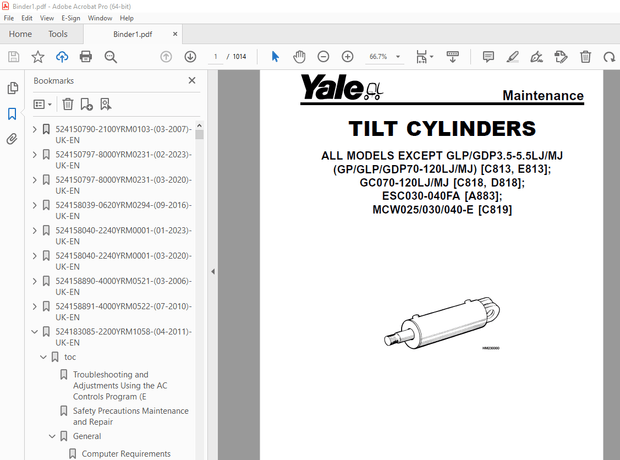 Yale Forklift F807 (ERP030_035_040TH) Service Manual – PDF DOWNLOAD
