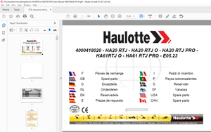 Haulotte Forklift HA20 RTJ HA20 RTJ O HA20 RTJ PRO HA61RTJ O HA61 RTJ PRO Parts Manual