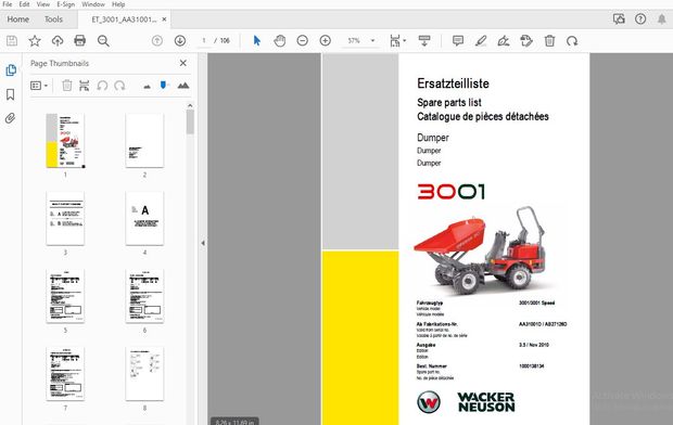 WACKER NEUSON 3001 DUMPER PARTS MANUAL 1000138134 - PDF DOWNLOAD