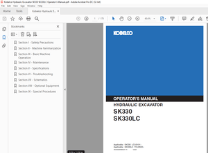 Kobelco SK330 SK330LC Hydraulic Excavator Operator’s Manual – PDF DOWNLOAD