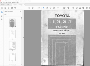 Toyota L 2L 2L-T Engine Repair Manual - PDF DOWNLOAD