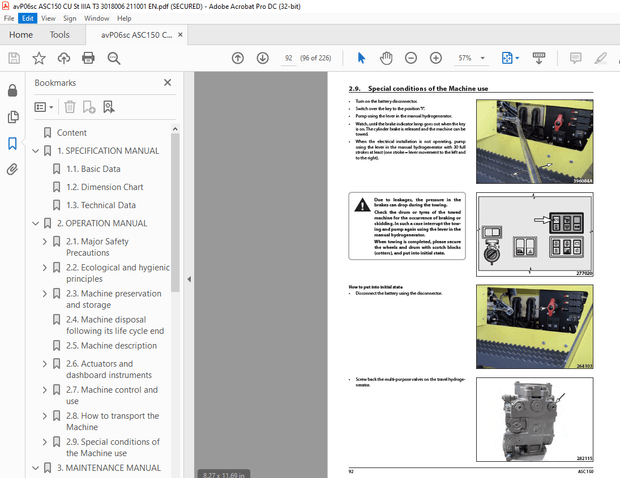 Ammann ASC 150 Single Drum Roller Operating Manual 3018006 - PDF