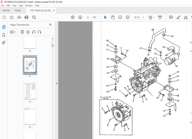 Komatsu FORKLIFT TRUCK FD20/23/25/28/30-10 FD20L/25L-10 FD20S/25S/30S-5 Parts Manual - PDF DOWNLOAD