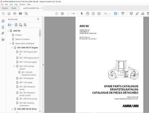 Ammann ARX 90 Tandem Roller Deutz TCD3,6 L4 EU STAGE IIIA / U.S.EPA Tier 3 Parts Catalogue Manual 