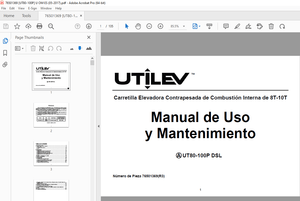 UTILEV UT80-100P DSL Carretilla Elevadora Interna de 8T-10T Manual de Uso - PDF