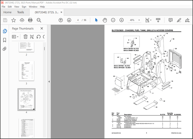 GEHL Skid Loader SL3725 &amp; SL3825 Parts Book Manual(907204) – PDF DOWNLOAD