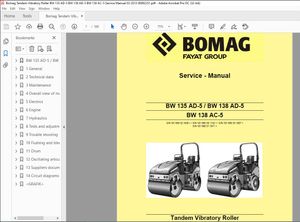 Bomag BW 135 AD-5 BW 138 AD-5 BW 138 AC-5 Tandem Vibratory Roller Service Manual 00892251 – PDF 