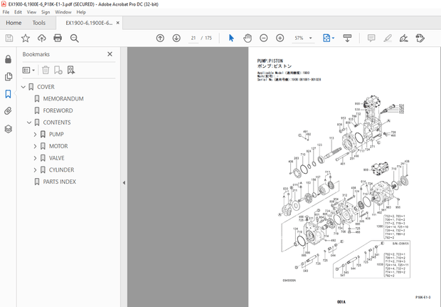 Hitachi EX1900-6 1900E-6 Hydraulic Excavator Parts Manual P18K-E1-3 - PDF DOWNLOAD