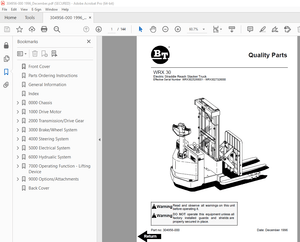 BT-Prime Mover WRX 30 Electric Straddle Reach Stacker Truck Parts Manual - PDF DOWNLOAD