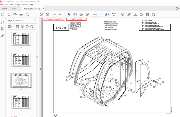 Manitou Forklift MLT526/Turbo COMPACT SERIES A Parts Manual – PDF DOWNLOAD