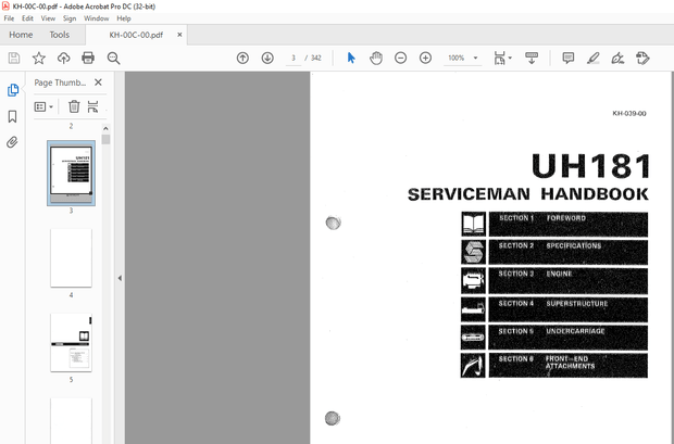 Hitachi UH181 UH261 UH501 Serviceman HANDBOOK Manual(KH-00C-00) – PDF DOWNLOAD