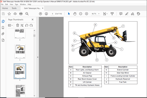 GEHL RS6-34 GEN3 Telescopic Handler Operator’s Manual(50960137) – PDF DOWNLOAD