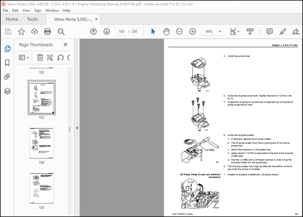 Volvo Penta 5.0GL-ABCDE- 5.7GXI-A B C D F Engine Workshop Manual_81843740 – PDF DOWNLOAD