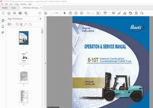 Baoli CPCD 80 CPCD 100 Forklift Truck Operation &amp; Service Manual - PDF DOWNLOAD