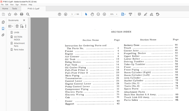 Hitachi Hydraulic excavator UH06 Construction &amp; Parts Catalog Manual(P160-3-2) – PDF DOWNLOAD