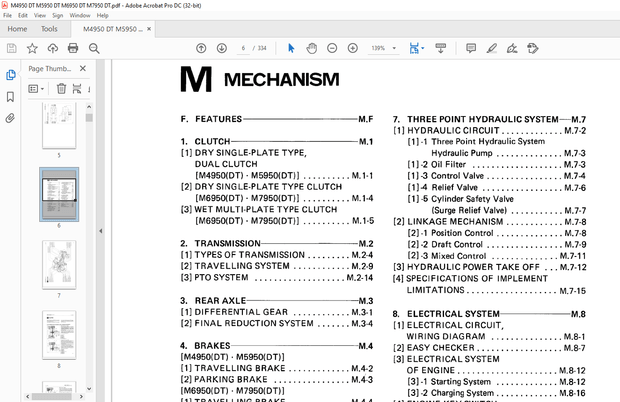 Kubota Tractor M4950(DT) M5950(DT) M6950(DT) M7950(DT) Workshop Manual – PDF DOWNLOAD