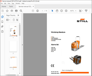 Still STED forklift Alarms list COP-20 COP-H10 COP-L07 FU-X Workshop Manual – PDF DOWNLOAD
