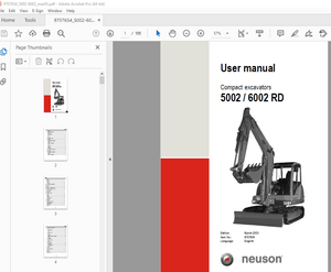 Wacker Neuson 5002 / 6002 RD Compact Excavator User Manual 9707654 - PDF DOWNLOAD 
