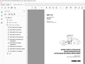 Ammann ARS 110 Single Drum Roller Parts Catalogue Manual 3037479 - PDF