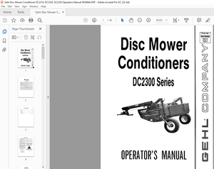 Gehl Disc Mower Conditioner DC2310, DC2330, DC2350 Operators Manual 903888A – PDF DOWNLOAD