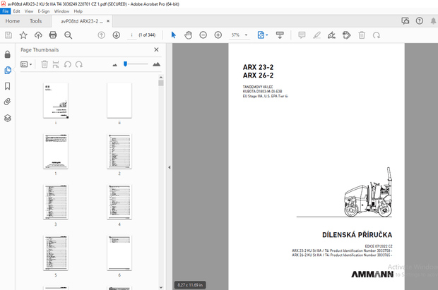 AMMANN ARX 23-2 ARX 26-2 TANDEMOVÝ VÁLEC DÍLENSKÁ PŘÍRUČKA PDF