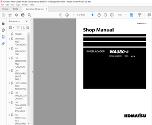 Komatsu WA380-8 Wheel Loader Shop Manual SEN06573-11 – PDF DOWNLOAD