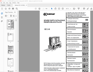 Kalmar Forklift Truck EC 2-8 Technical Handbook Manual 920936.0069 – PDF DOWNLOAD
