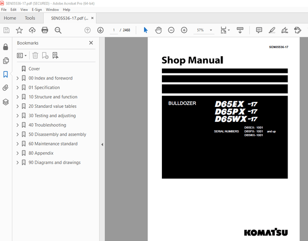Komatsu D65EX-17 D65PX-17 D65WX-17 Bulldozer Service Repair Workshop Manual - PDF DOWNLOAD