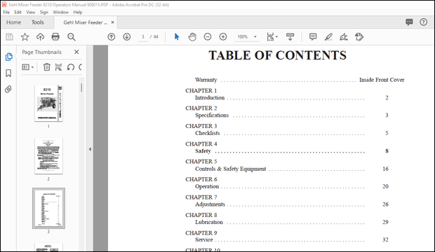 Gehl Mixer Feeder 8210 Operators Manual 908015 – PDF DOWNLOAD