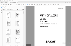 Sakai Vibrating Roller SW774 Kubota V3800-TIEF4B Parts Manual – PDF