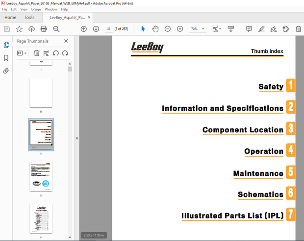 LEEBOY 8616B Conveyor Paver Operations, Service &amp; Parts Manual SN 101158 PDF DOWNLOAD