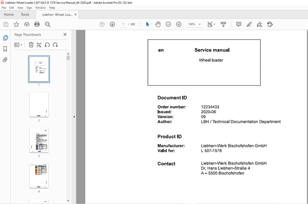 Liebherr Wheel loaders L 507-1578 Service manual – PDF DOWNLOAD