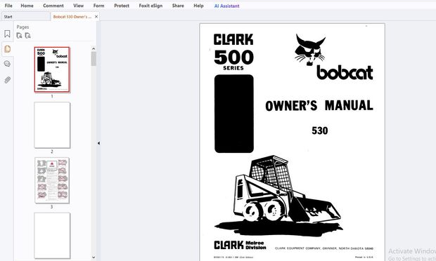 Bobcat 530 Owner’s Manual 6556175 – PDF DOWNLOAD