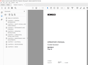 Kobelco SK350-9 Tier 4 Crawler Excavator Operator’s Manual – PDF DOWNLOAD